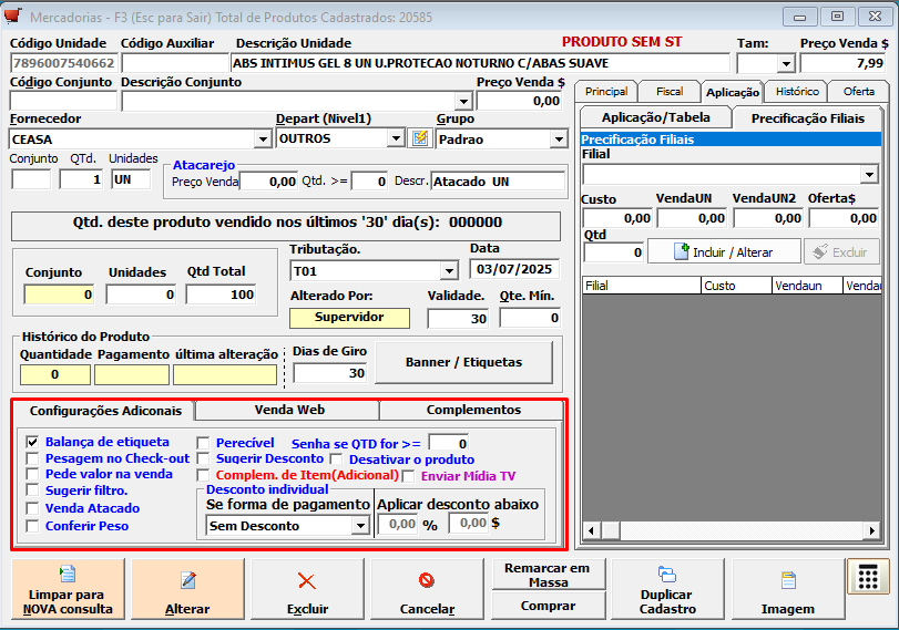 Configurações adicionais e complementos