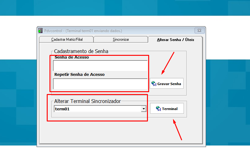 Tela de sincronização inicial de dados