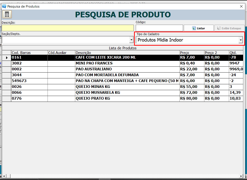 Listar produtos marcados para TV