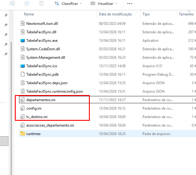 Arquivos de configuração