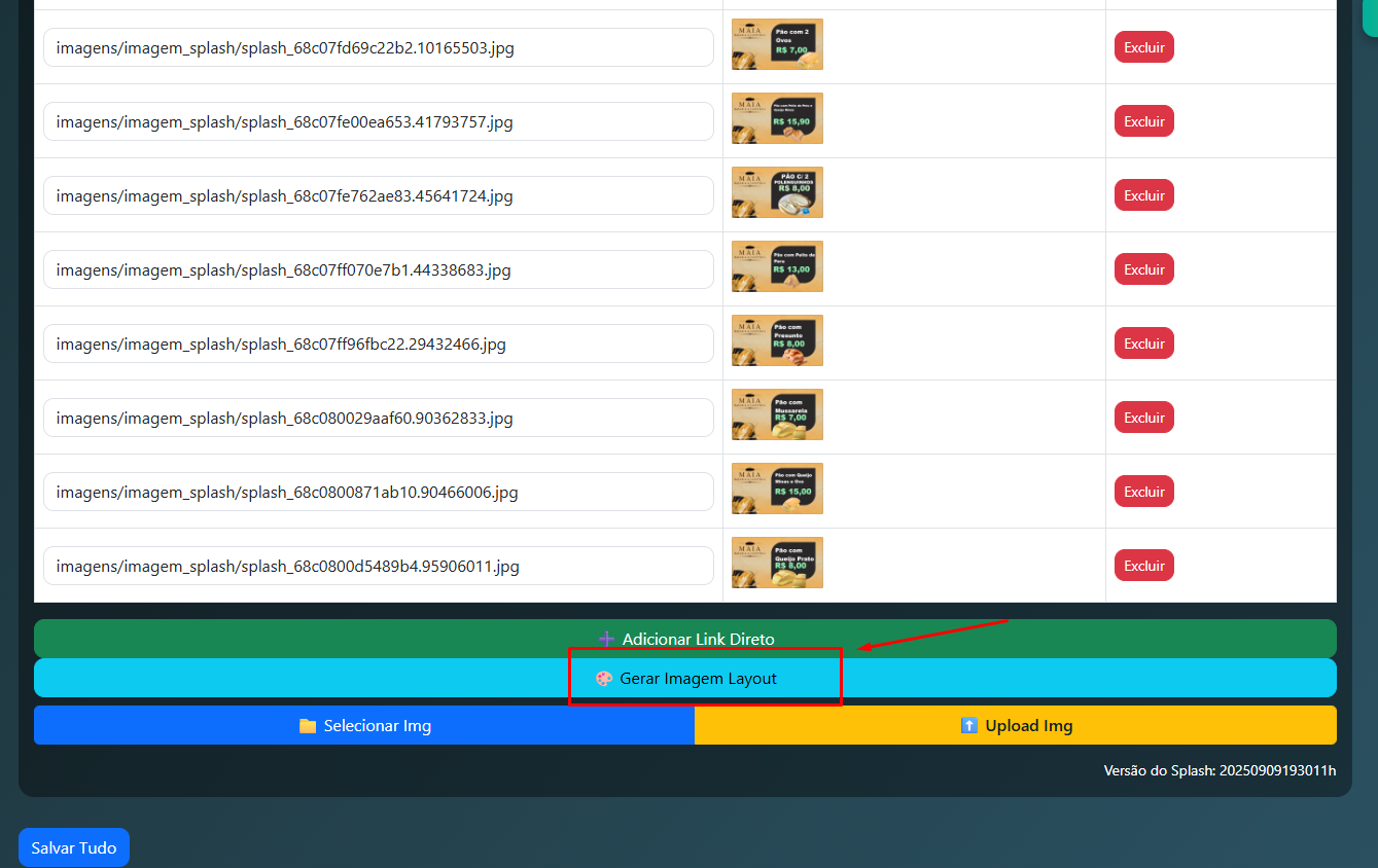 Seleção de temas disponíveis